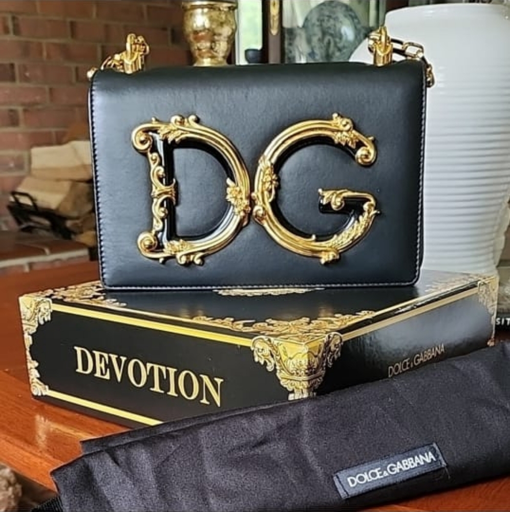 Dolce & Gabbana Black And Gold Devotion Crossbody Bag